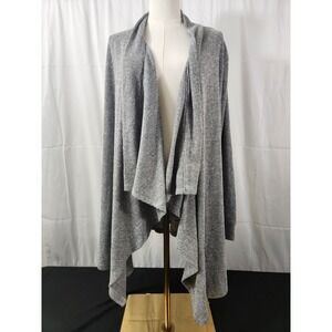 New York Laundry Womens Long Open Cardigan Sweater XL Gray‎ Ribbed Cozy Neutral